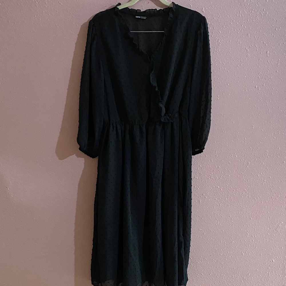SHEIN Black Polka Dot Long Sleeve Dress size XL